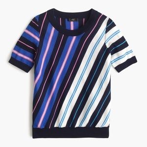 NWT JCrew - Short-sleeve merino w/diagonal stripes